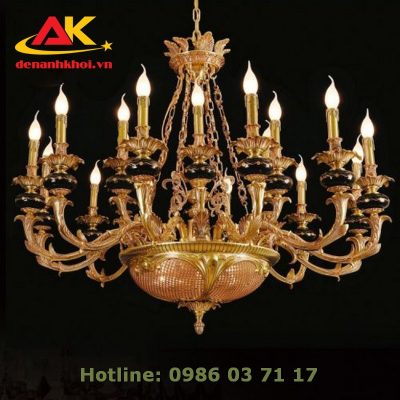 Đèn chùm đồng, chao đá tự nhiên cao cấp, trang trí phòng khách 8231T18